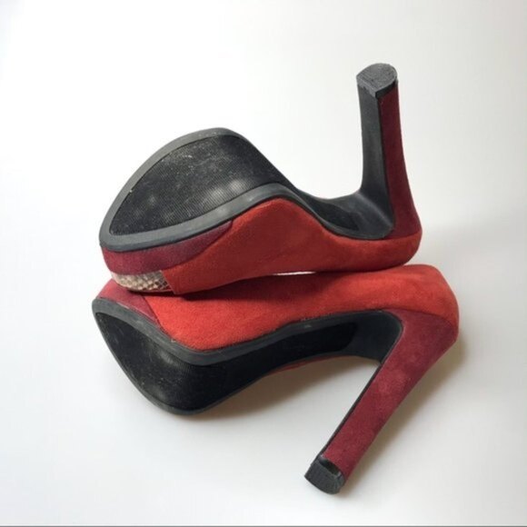 3 for 30! Heart in D Orange Terracotta Suede-Like Open Toe Platform Hells - Picture 6 of 6